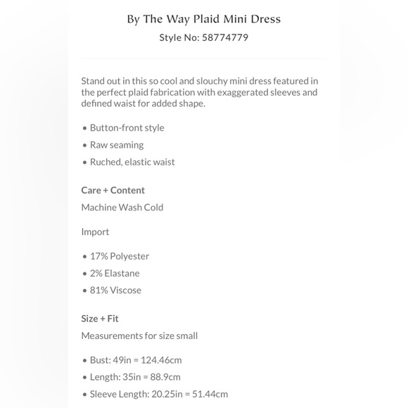 NWOT. Free People. By The Way Plaid Mini Dress (XS) - Picture 2 of 2